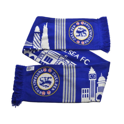Blue - Front - Chelsea FC Skyline Jacquard Knitted Scarf