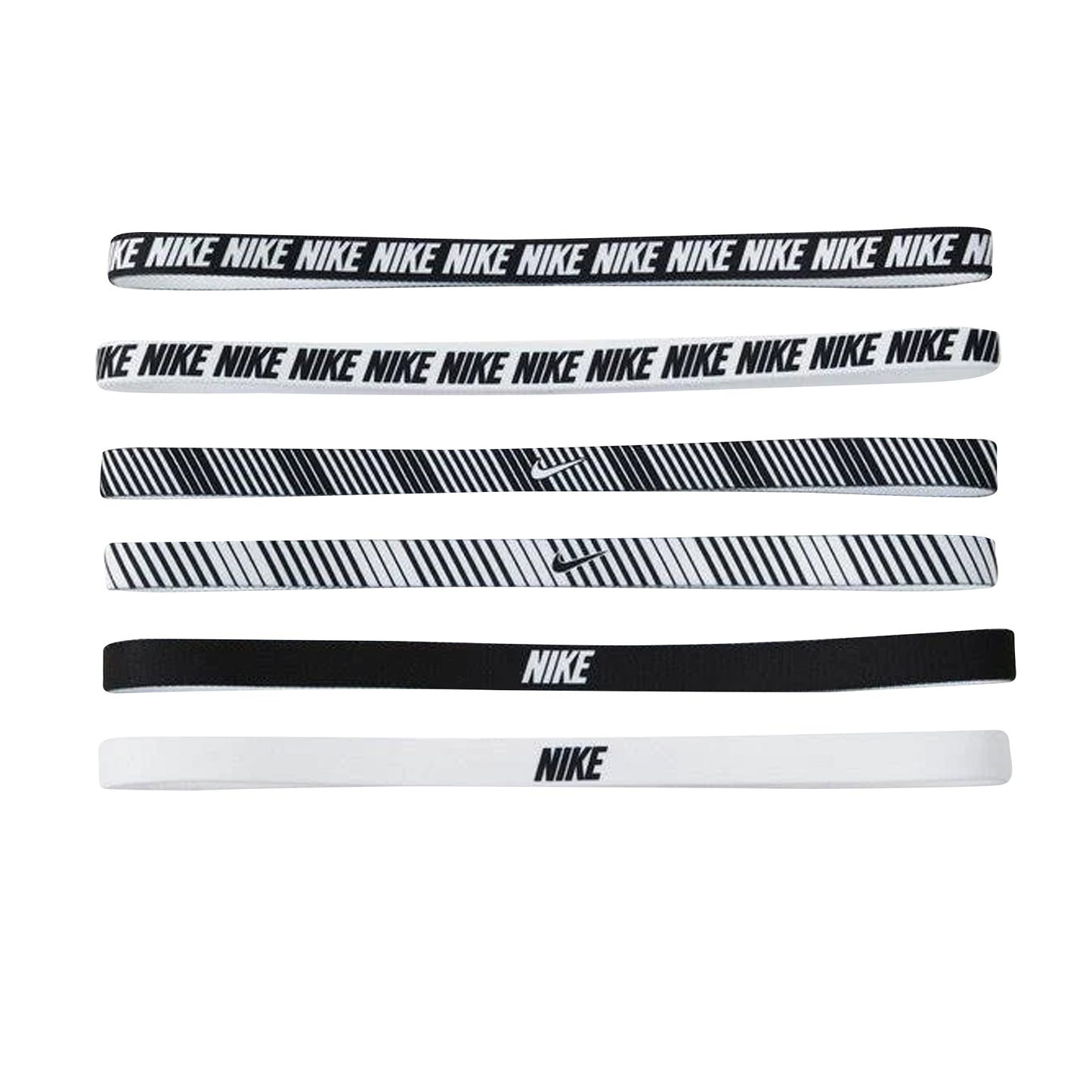 White-Black - Back - Nike Printed Flex Classic Headband (Pack of 6)