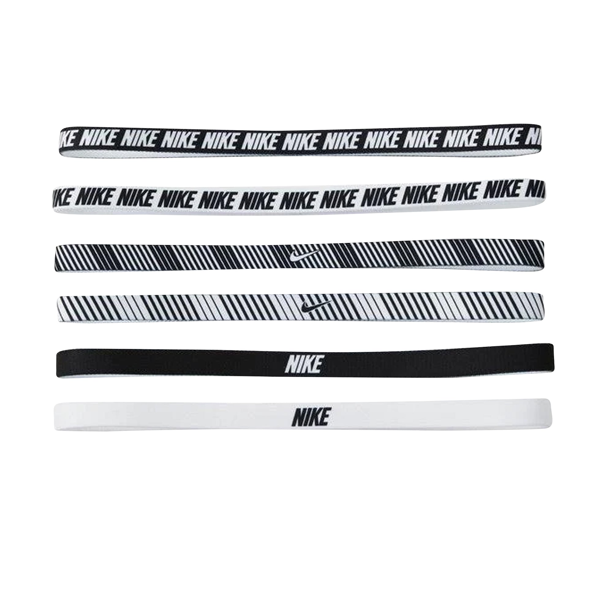 White-Black - Back - Nike Printed Flex Classic Headband (Pack of 6)