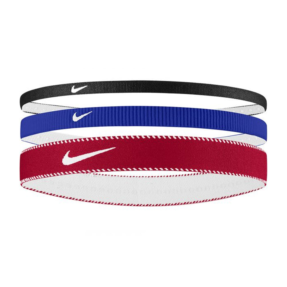 Game Royal-University Red-White - Front - Nike Mixed Flex Classic Headband (Pack of 3)