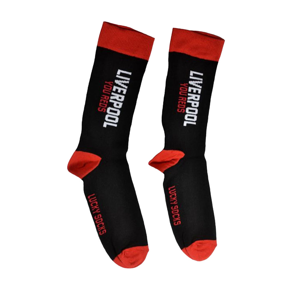 Red-Black-White - Front - Liverpool FC Unisex Adult You Reds Socks