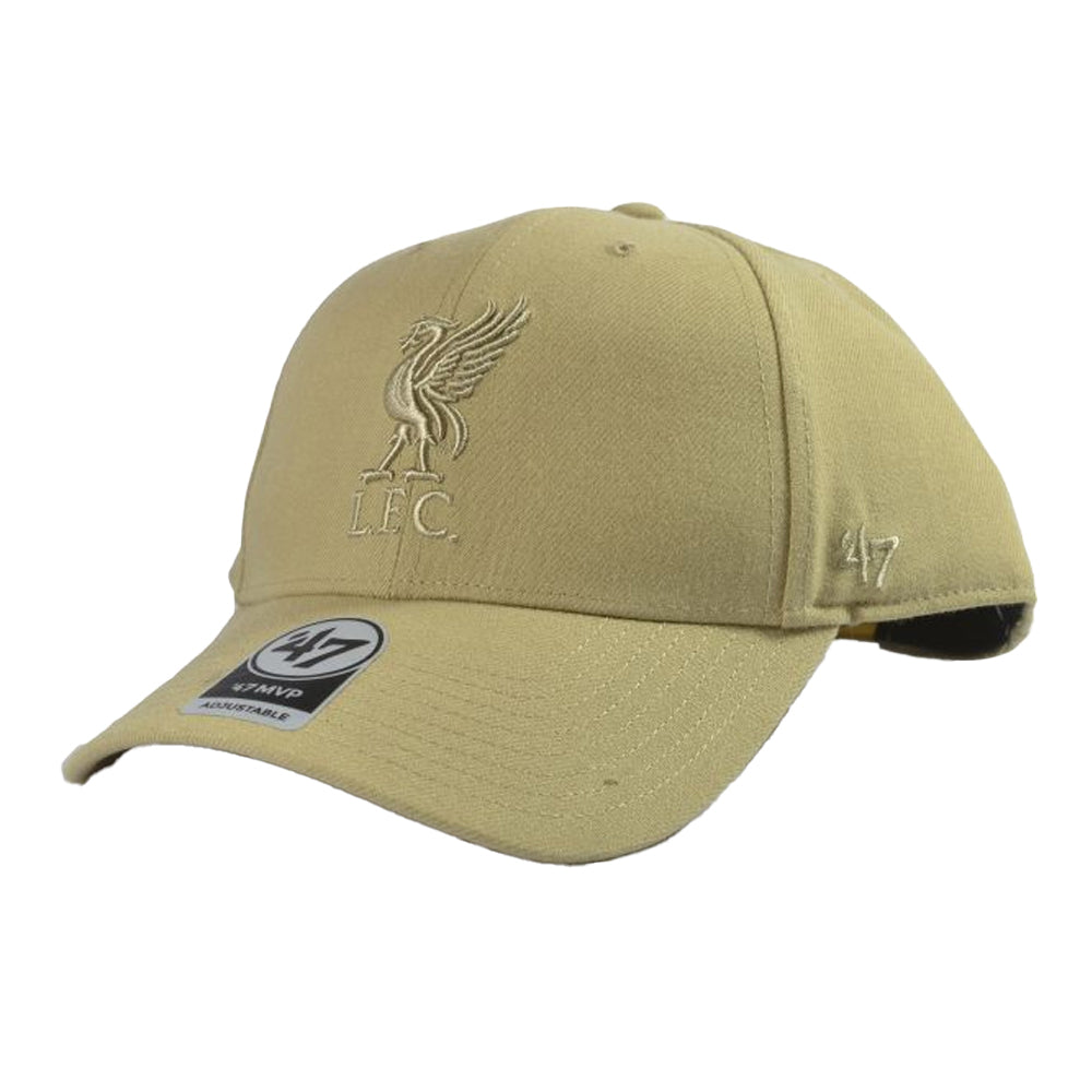 Khaki-White - Front - Liverpool FC Unisex Adult MVP 47 Snapback Cap