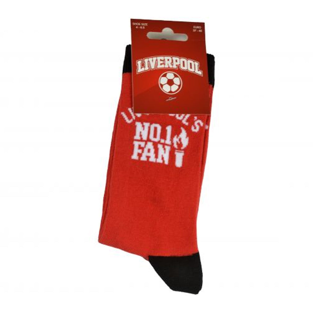 Red-Black-White - Back - Liverpool FC Unisex Adult Liverpool´s No.1 Fan Socks