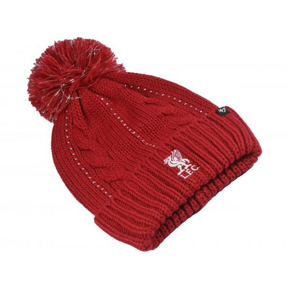 Red-White - Front - 47 Liverpool FC Turned Up Cuff Bobble Hat