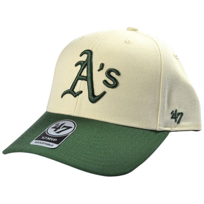 Beige-Green - Front - 47 MLB Athletics MVP Two Tone Baseball Cap