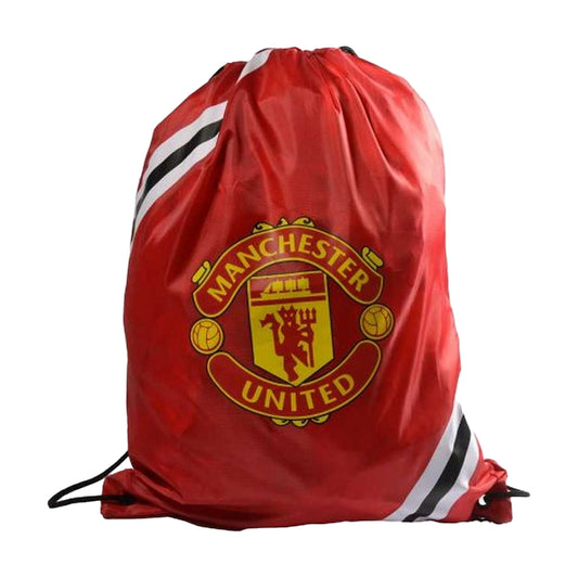 Red-Yellow-White - Front - Manchester United FC Striped Drawstring Bag