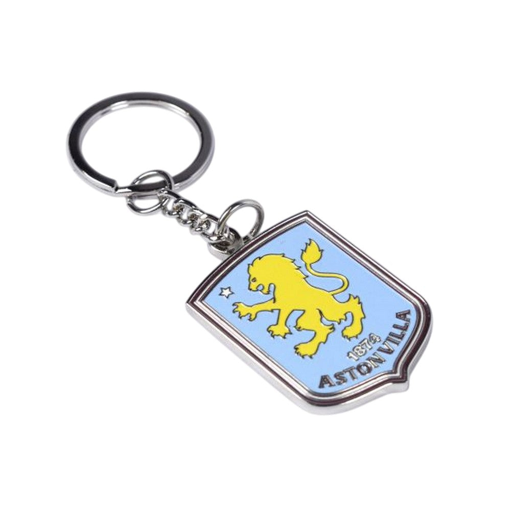 Sky Blue-Yellow-Silver - Front - Aston Villa FC Crest Keyring