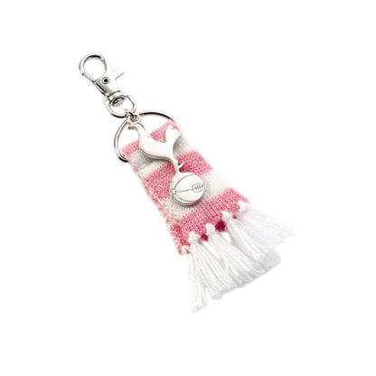 Pink-White - Front - Tottenham Hotspur FC Stripe Crest Keyring