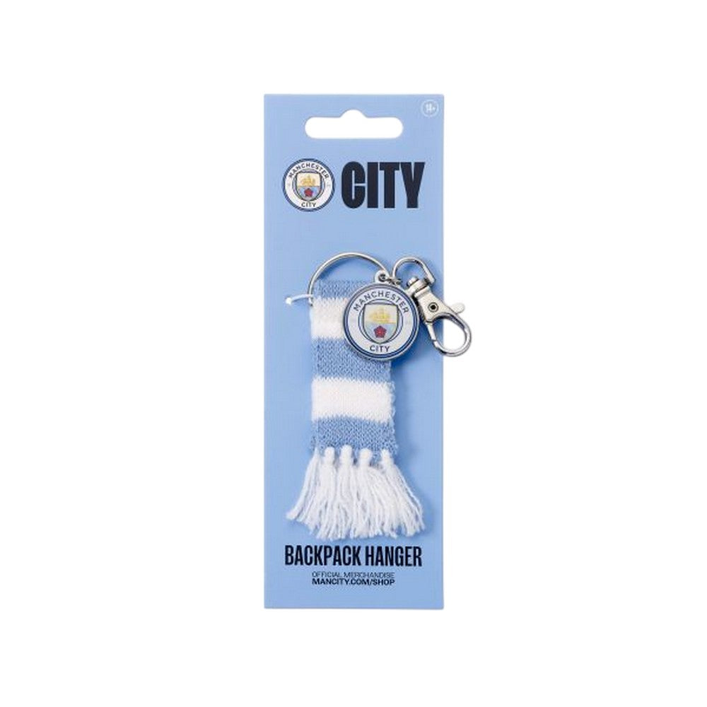 Blue-White - Side - Manchester City FC Stripe Crest Keyring