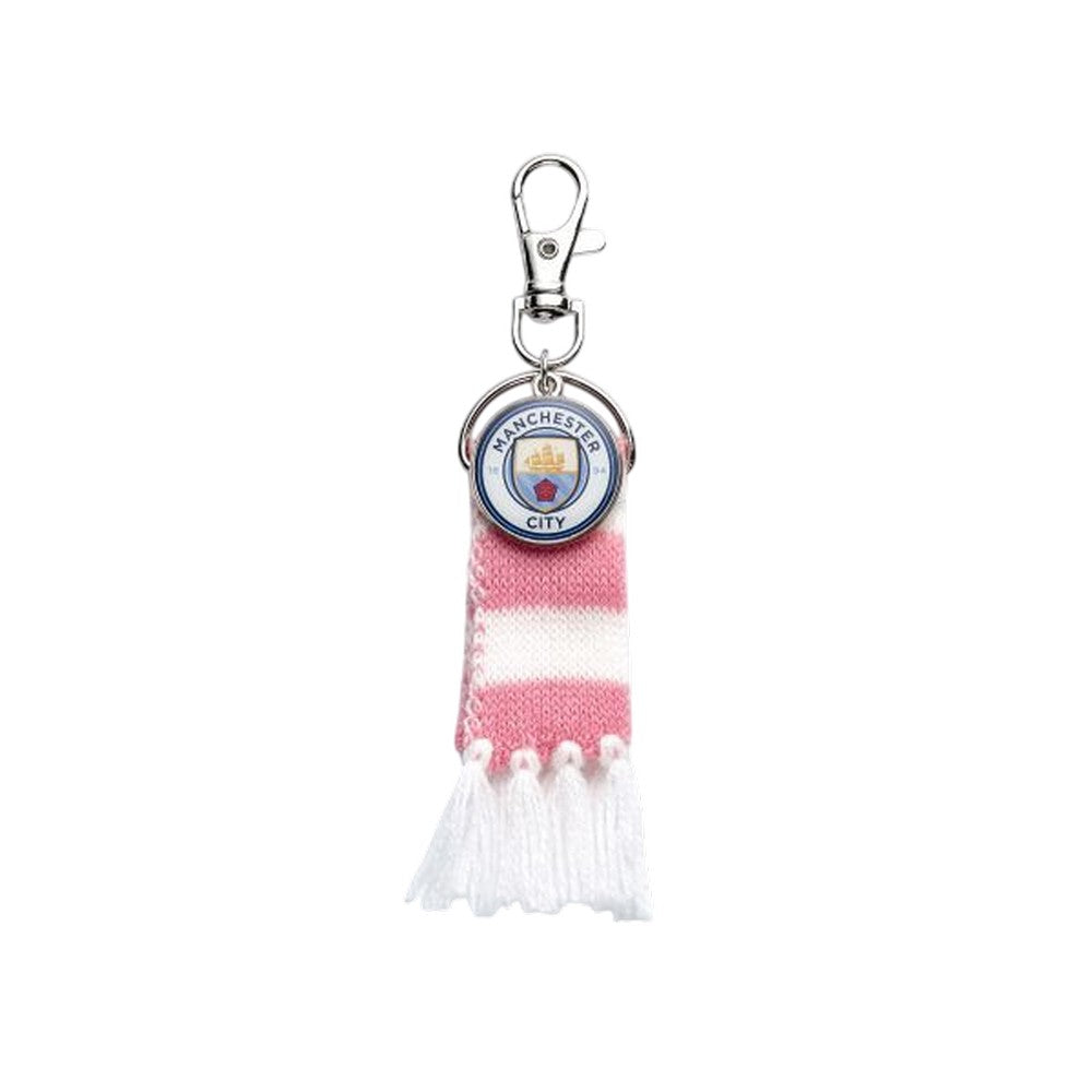 Pink-White - Back - Manchester City FC Stripe Crest Keyring