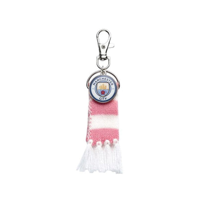 Pink-White - Back - Manchester City FC Stripe Crest Keyring