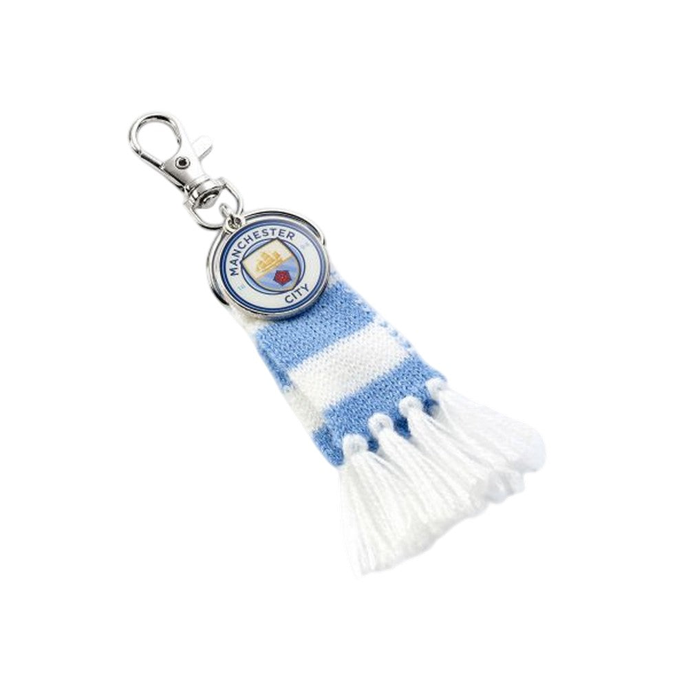 Blue-White - Front - Manchester City FC Stripe Crest Keyring