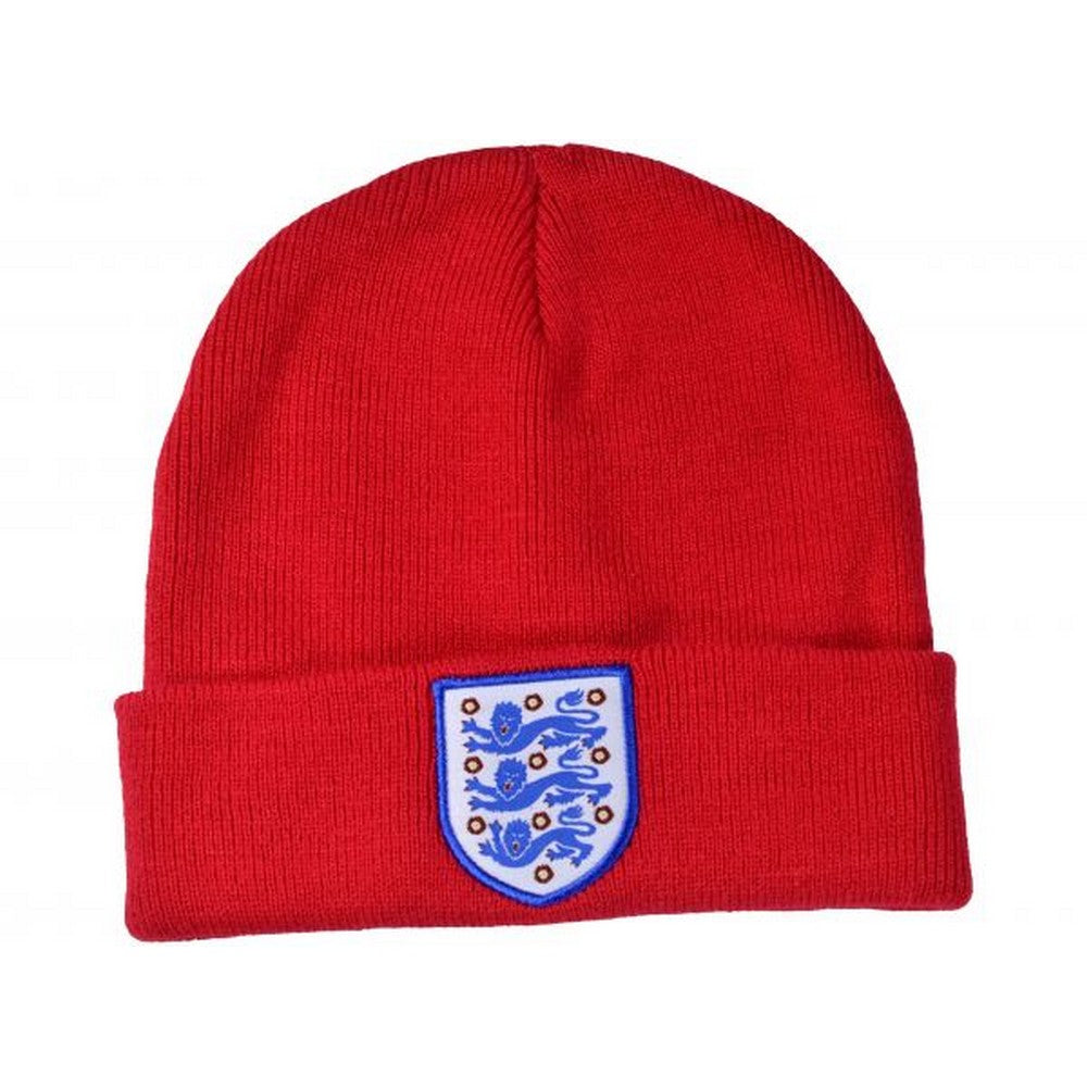 Red - Front - England FA Unisex Adult Knitted Turned Up Cuff Beanie