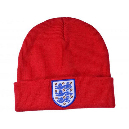 Red - Front - England FA Unisex Adult Knitted Turned Up Cuff Beanie