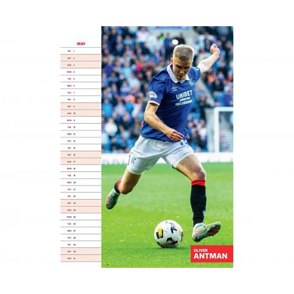 Multicoloured - Back - Rangers FC 2026 A3 Wall Calendar