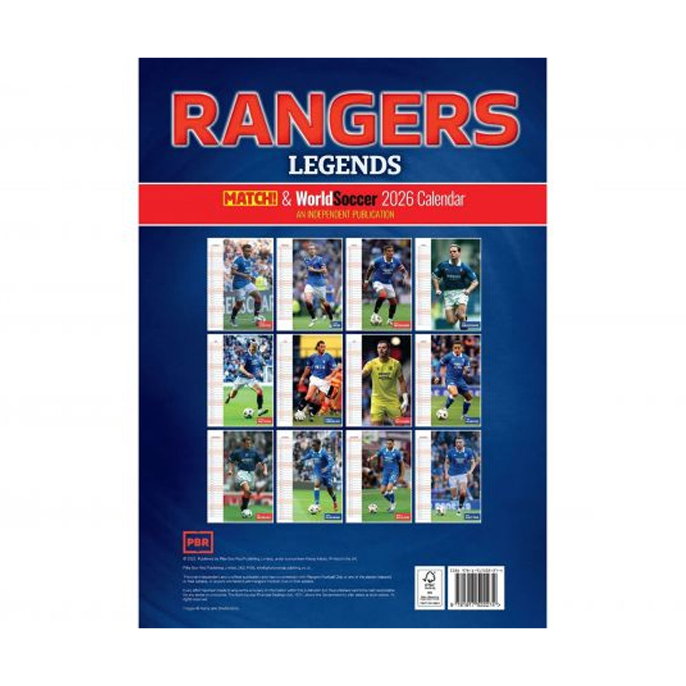 Multicoloured - Side - Rangers FC 2026 A3 Wall Calendar