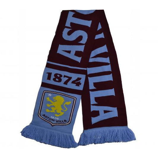 Claret-Yellow-Blue - Front - Aston Villa FC Nero Logo Winter Scarf