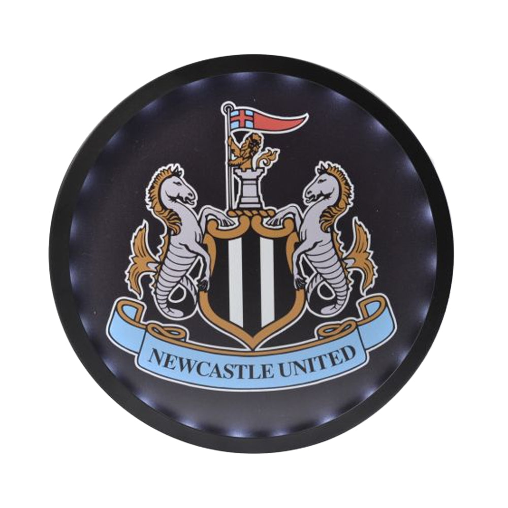 Black - Front - Newcastle United FC Metal Round LED Sign