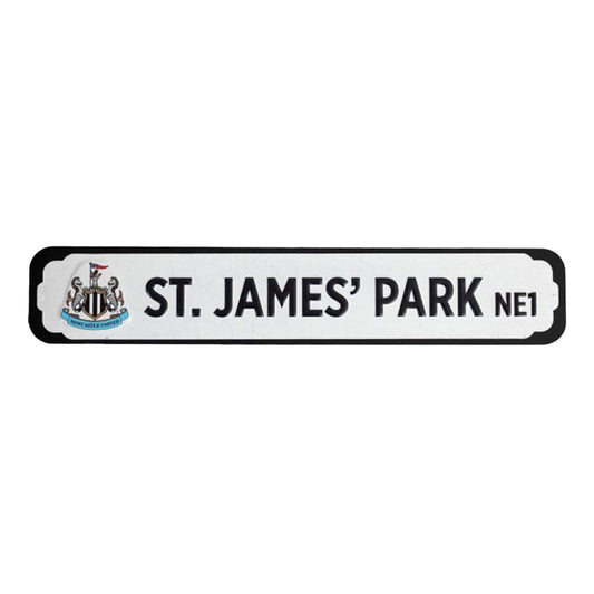 White-Black - Front - Newcastle United FC Deluxe Metal Stadium Sign