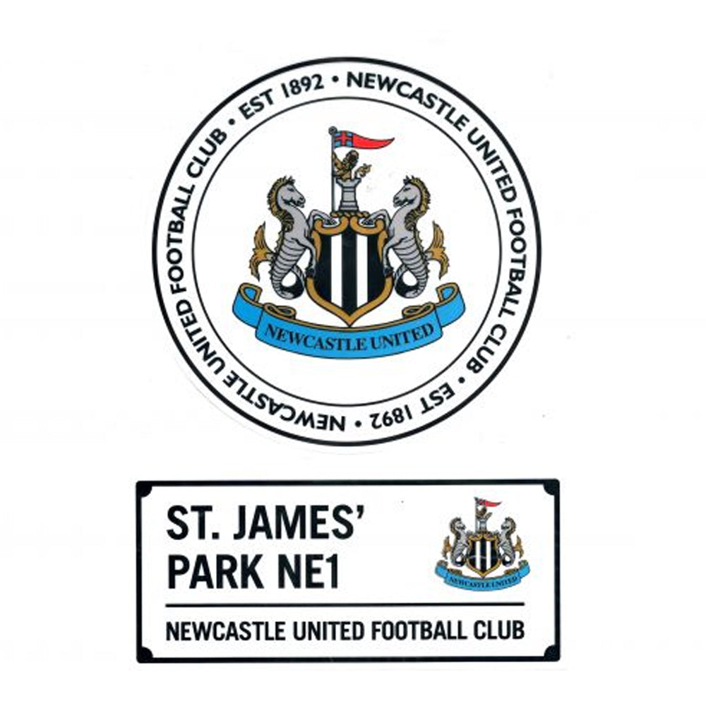 White-Black - Front - Newcastle United FC Assorted Designs Car Decal (Pack of 2)
