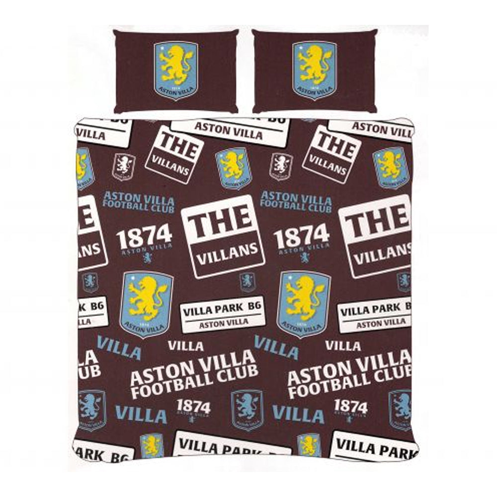 Claret Red-Sky Blue-Yellow - Front - Aston Villa FC Patch Duvet Cover Set