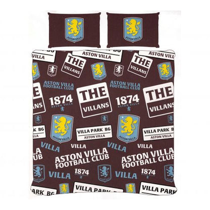 Claret Red-Sky Blue-Yellow - Front - Aston Villa FC Patch Duvet Cover Set
