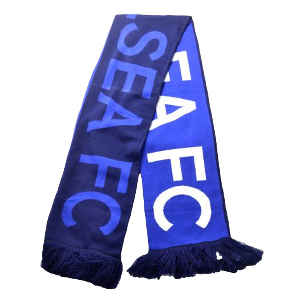 Royal Blue-Blue-White - Back - Chelsea FC Wordmark Jacquard Scarf