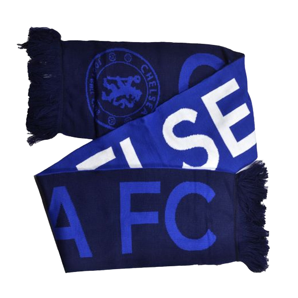 Royal Blue-Blue-White - Front - Chelsea FC Wordmark Jacquard Scarf