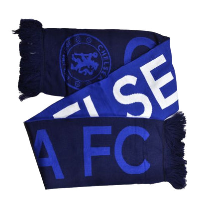 Royal Blue-Blue-White - Front - Chelsea FC Wordmark Jacquard Scarf