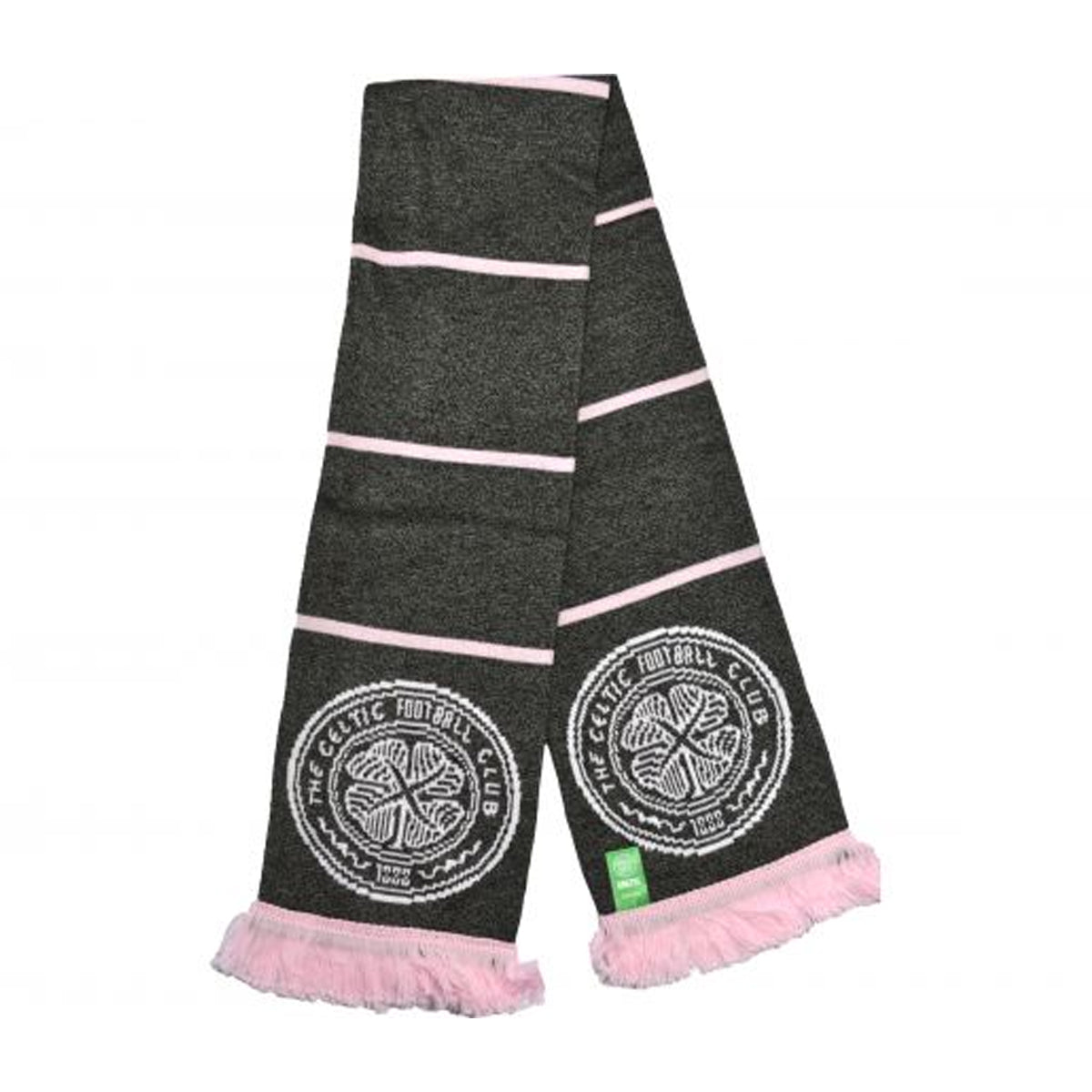 Grey Marl-Pink Marl - Back - Celtic FC Crest Double Sided Scarf
