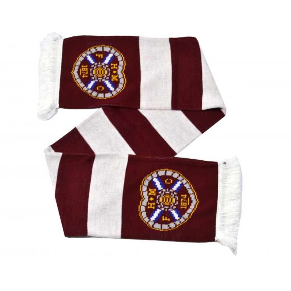 Claret-White - Front - Heart Of Midlothian FC Bar Scarf