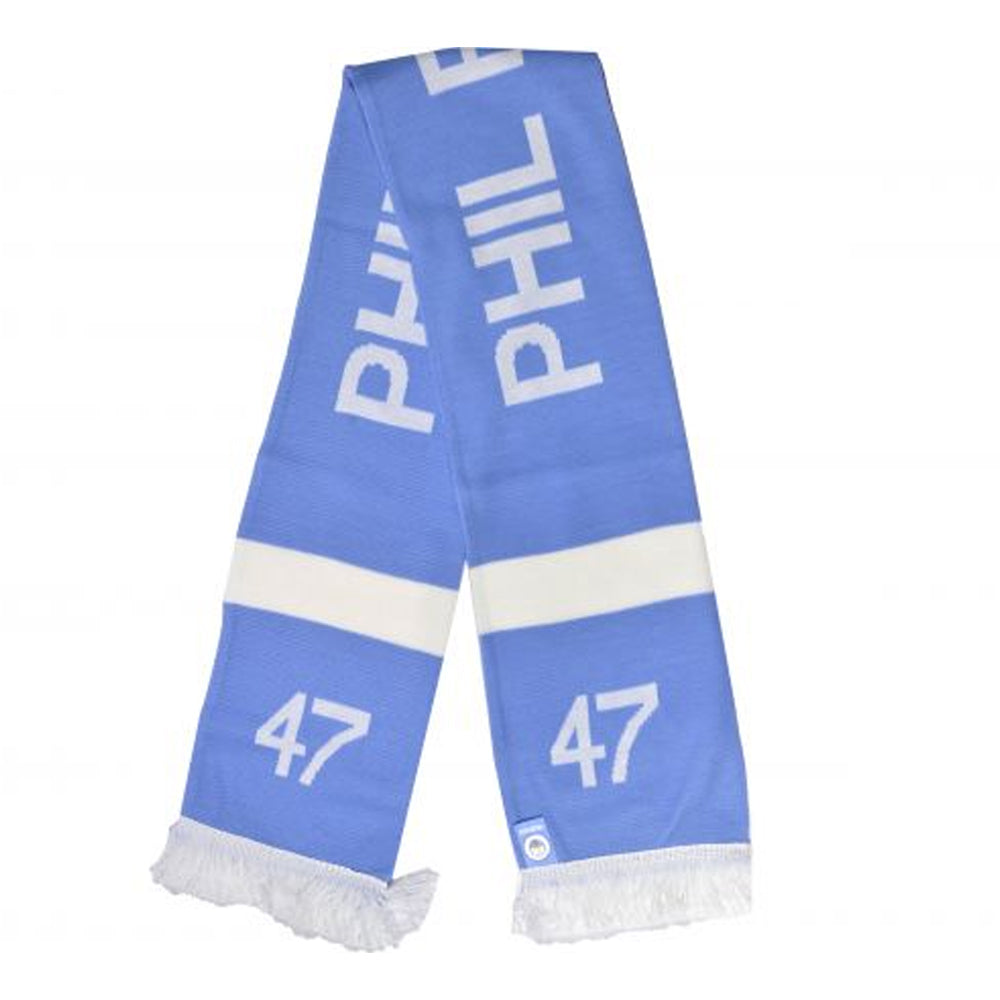 Sky Blue-White - Back - Manchester City FC Phil Foden 47 Player Scarf