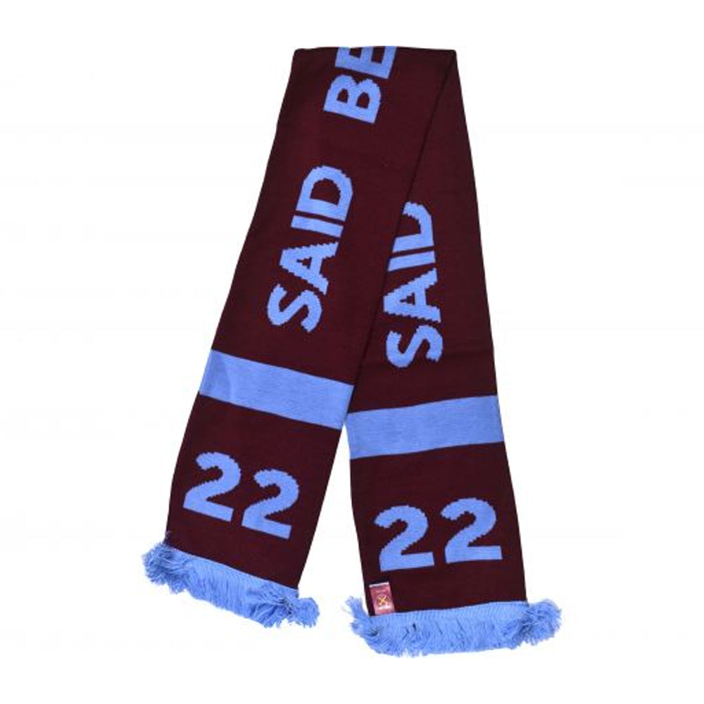 Claret-Sky Blue - Back - West Ham United FC Benrahma Said 22 Player Scarf