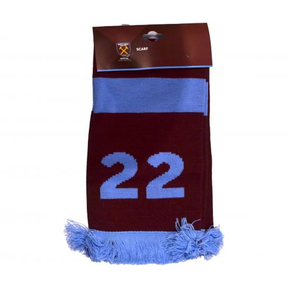 Claret-Sky Blue - Side - West Ham United FC Benrahma Said 22 Player Scarf