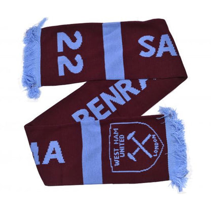 Claret-Sky Blue - Front - West Ham United FC Benrahma Said 22 Player Scarf