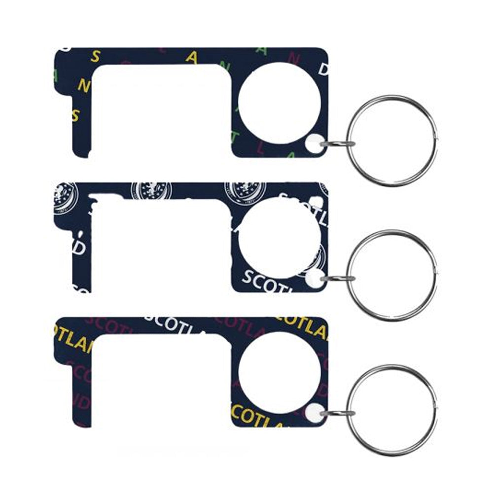 Dark Blue-Blue-Navy - Front - Scottish FA No Touch Keyring (Pack of 3)