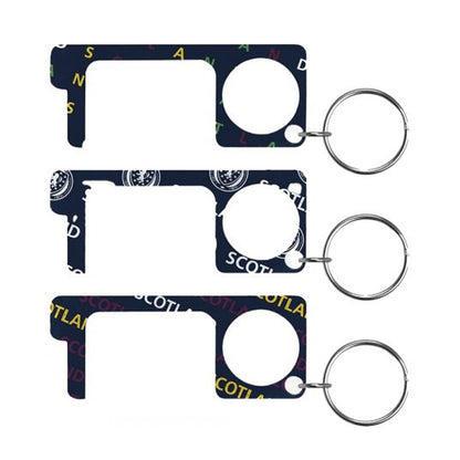 Dark Blue-Blue-Navy - Front - Scottish FA No Touch Keyring (Pack of 3)