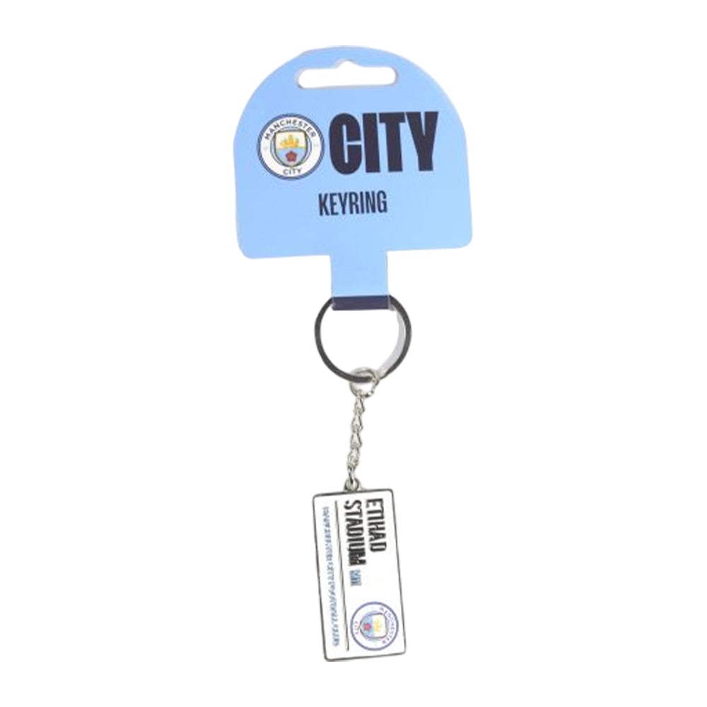 Silver-White - Back - Manchester City FC Street Sign Keyring