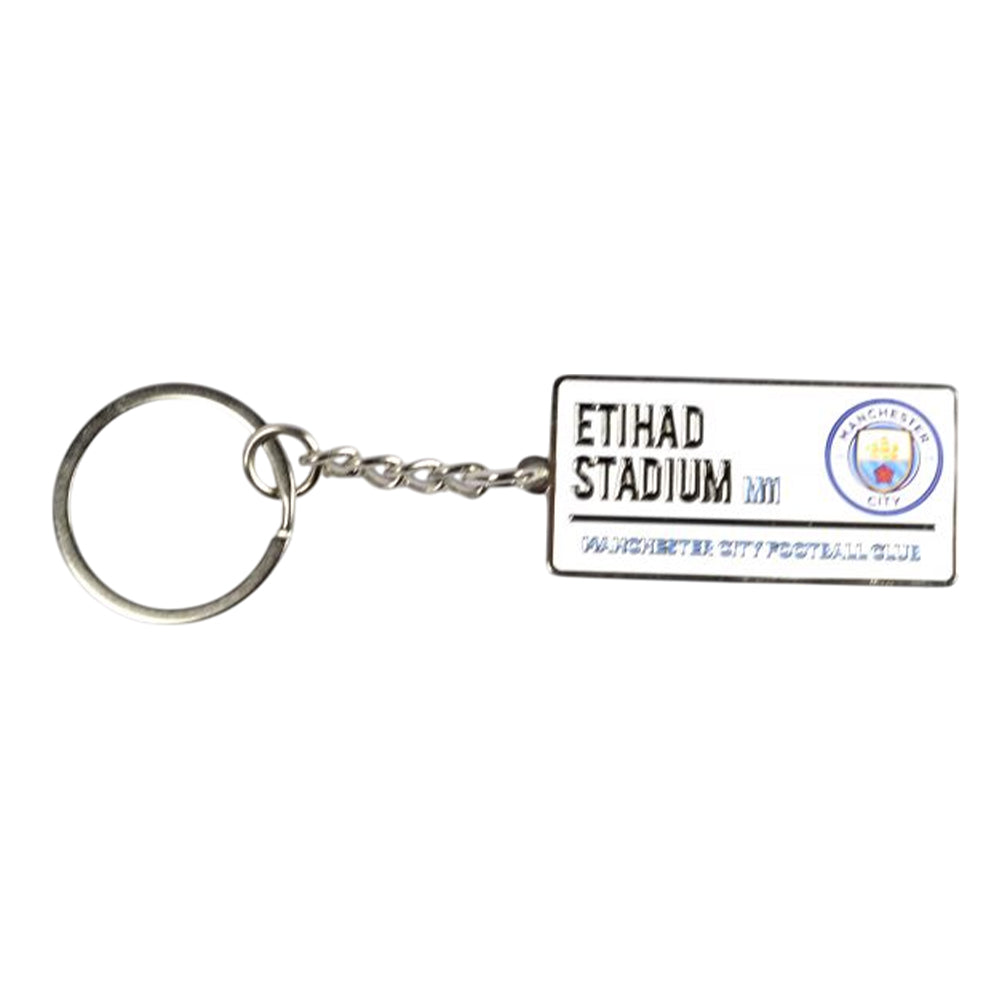 Silver-White - Front - Manchester City FC Street Sign Keyring