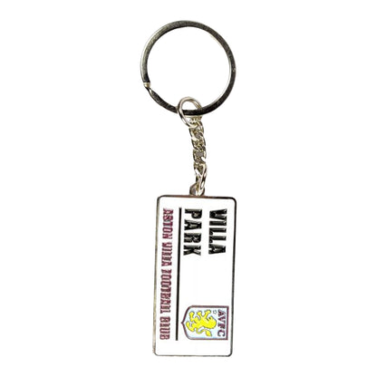 Silver-White - Back - Aston Villa FC Street Sign Keyring