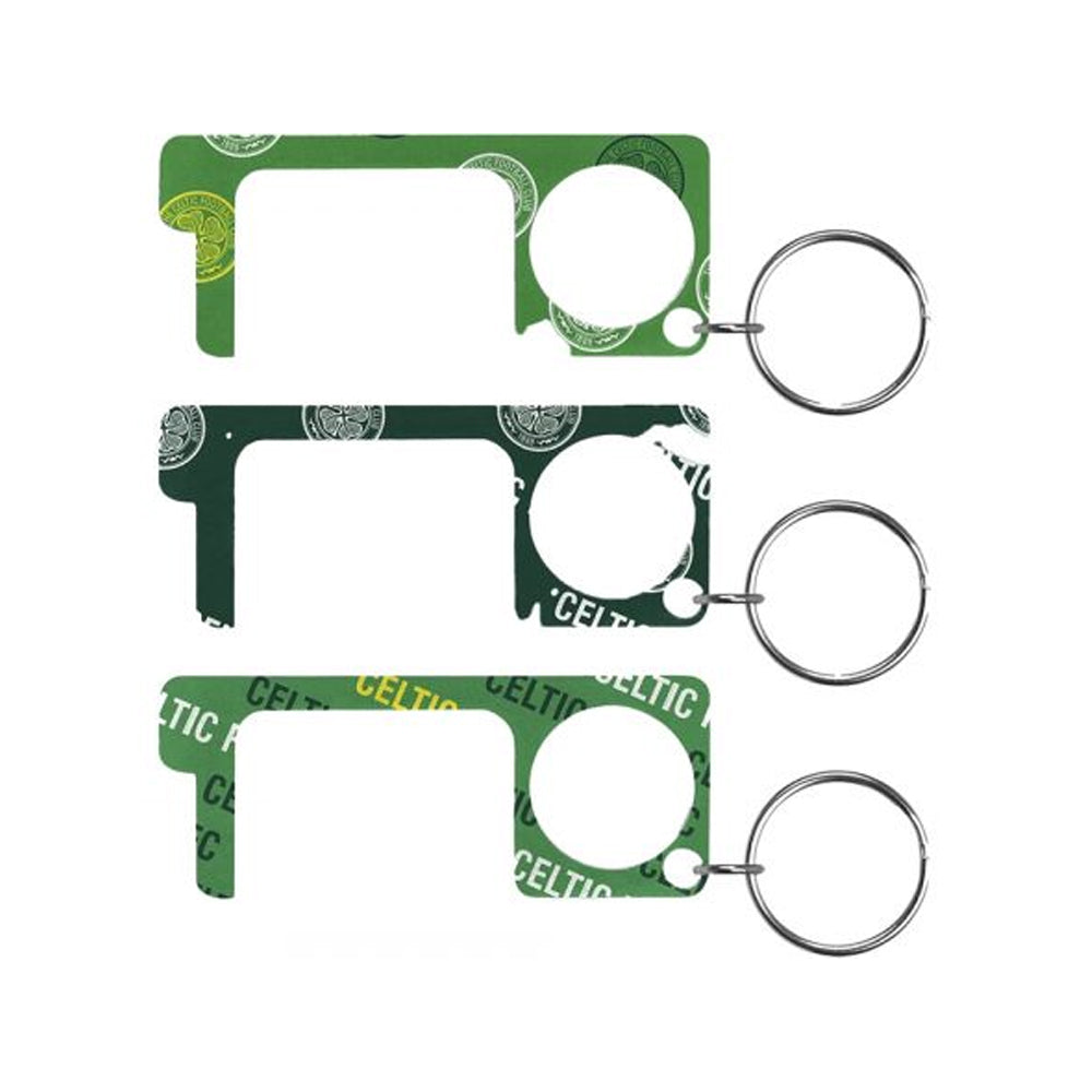 Light Green-Dark Green-Green - Front - Celtic FC No Touch Keyring (Pack of 3)