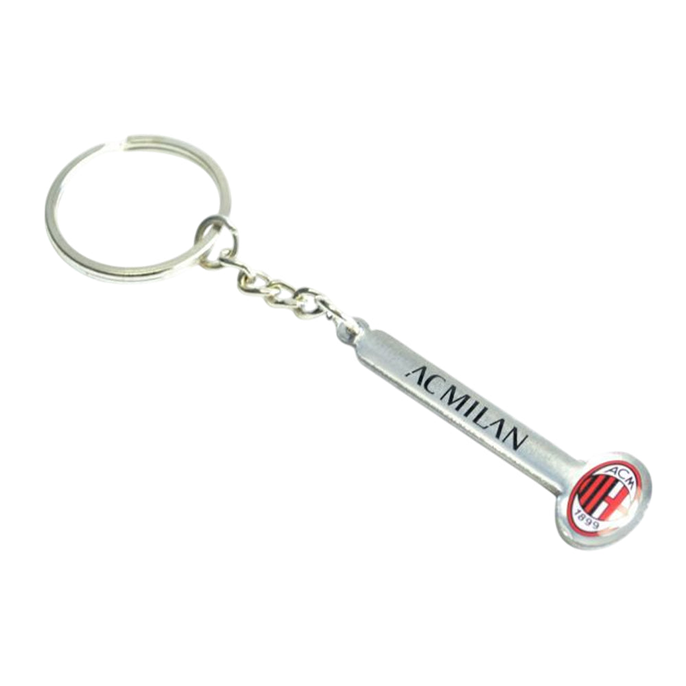 Silver - Front - AC Milan Milan Text Keyring