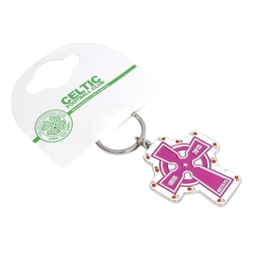 Silver - Front - Celtic FC Dimante Keyring