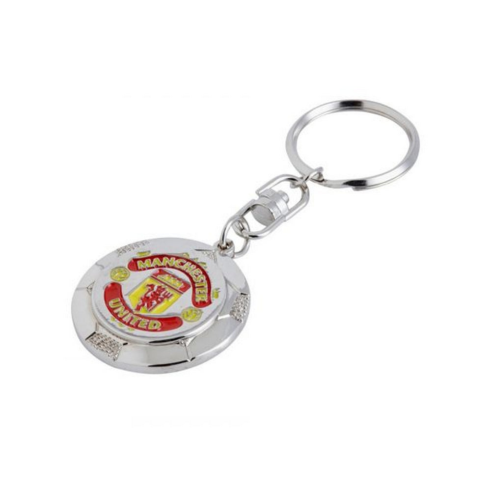 Silver-Red-Yellow - Front - Manchester United FC Football Keyring
