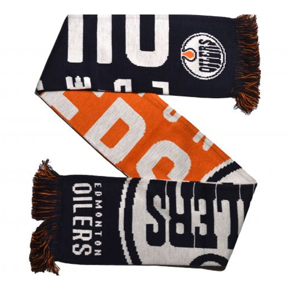 Navy-Orange - Front - Edmonton Oilers 2020 Word Mark NHL Logo Scarf