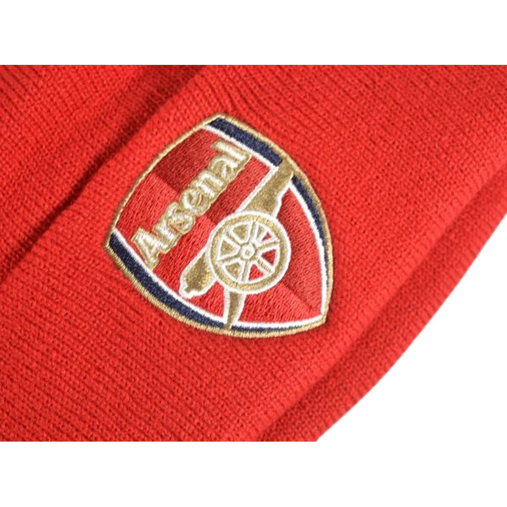 Red - Back - Arsenal FC Childrens-Kids Crest Knitted Turned Up Cuff Beanie
