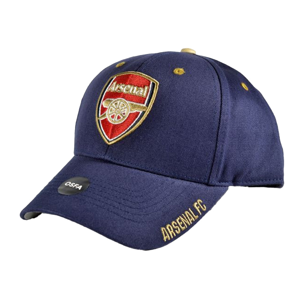 Light Navy-Gold - Front - Arsenal FC Unisex Adult Wordmark Crest Baseball Cap