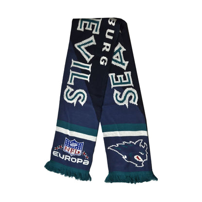 Blue-White-Teal - Back - Hamburg Sea Devils Supporters UEFA Europa League Stripes Scarf