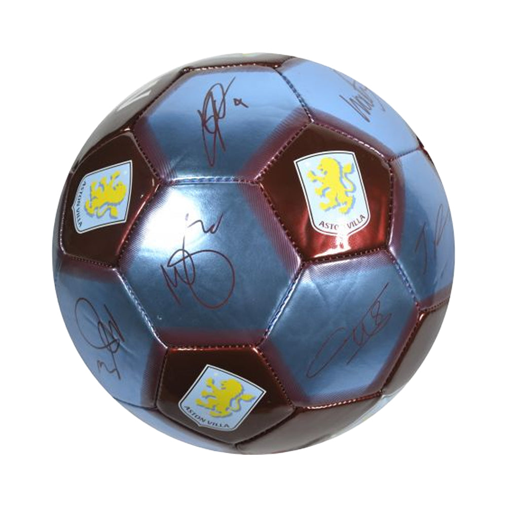 Sky Blue-Claret-Yellow - Back - Aston Villa FC Printed Signature Football