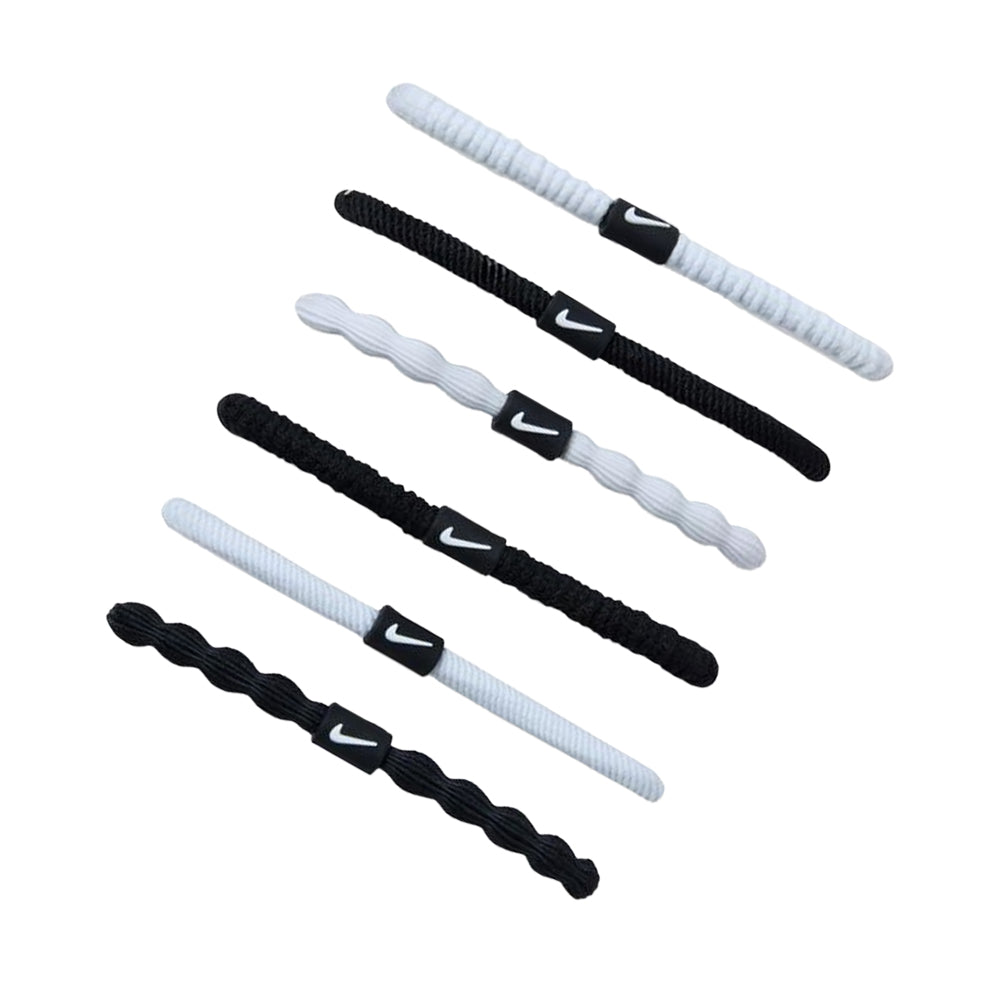 White-Black - Back - Nike Logo Hair Tie (Pack of 6)